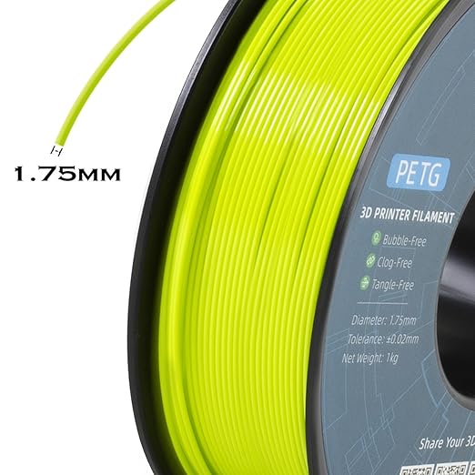 Geeetech PETG Filament 1.75mm, 1 KG (2.2lbs) Spool 3D Filament, High-Toughness, 짹0.02mm Accuracy, Neatly Wound & Moistureproof, Non-Clogging Non-Stringing, Fits Most FDM Printers (Apple/Neon Green)