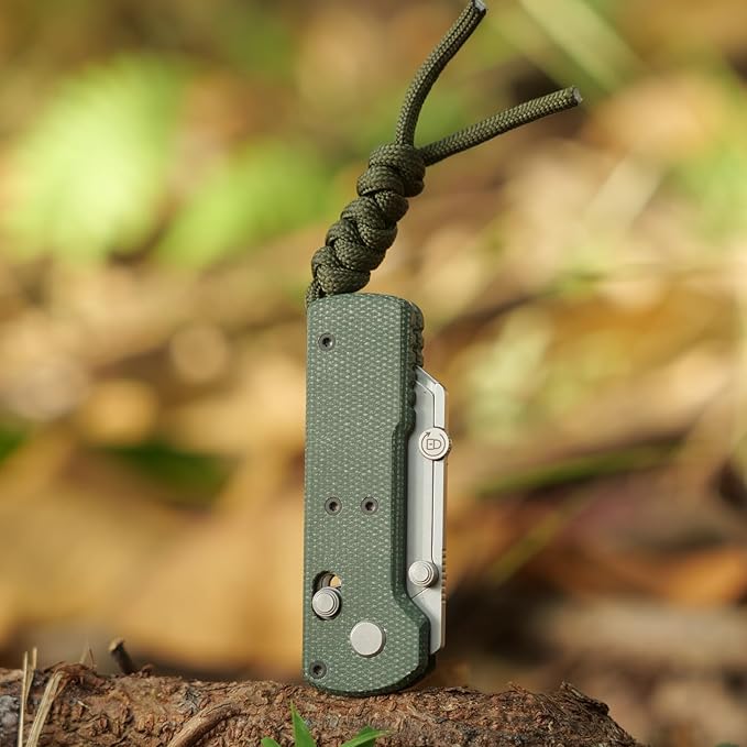 OKNIFE Otacle U1 Folding Utility Knife, Quick Change Box Cutter with Rail Lock, EDC Razor Knife with Pocket Clip for Office, Factory (Green Micarta)