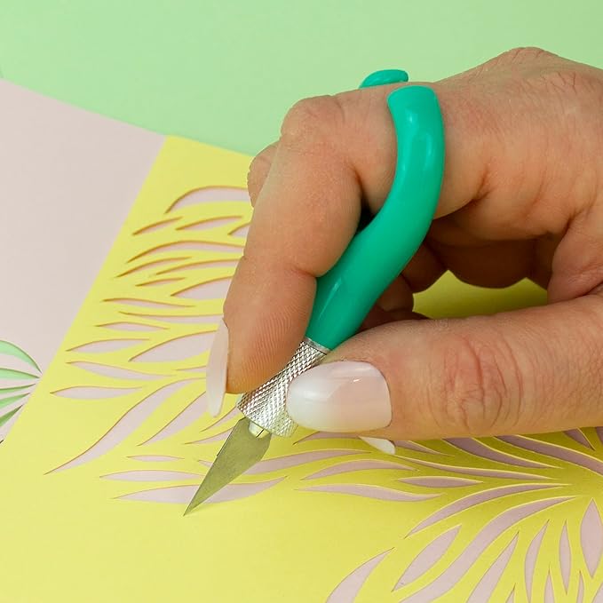 Excel Blades K71 Fingertip Craft Knife ??7-Inch Ergonomic Hobby Knife with Finger Loop ??Precision Cutting Tool for Paper, Vinyl, Foam, and Stencils ??Includes #11 Blade and Safety Cap ??Teal Green