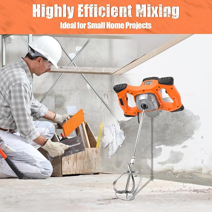Mud Mixer, Portable Motar Mixer,110V 6 Speed Drill Mixer 2100W for Cement,Concrete,Paint, Grout, Plaster,Thinset etc.