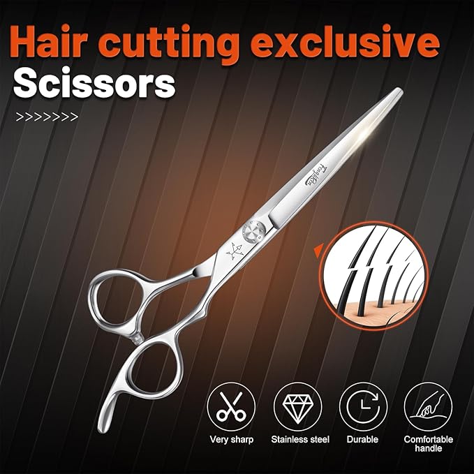 High-end Professional Extremely Very Sharp Barber Hair Cutting Scissors Hairdresser Shears For Hair 5 Inch Haircut Scissor Made Of Stainless Steel Alloy For Hairdressing Salon and Home Use