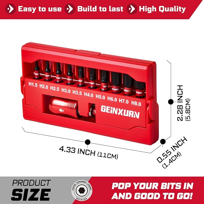 44Pieces Impact Screwdriver Bits Set, Magnetic S2 Steel 1??Phillips/Square/Torx/Slotted/Pozi/Hex Insert Bits Tips,Impact Bit Holder with Rotating Storage Box Case