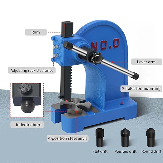 Manual Arbor Press 0.5 Ton,Heavy Duty Cast Iron Desktop Punch Press Machine, for Riveting Punching Holes