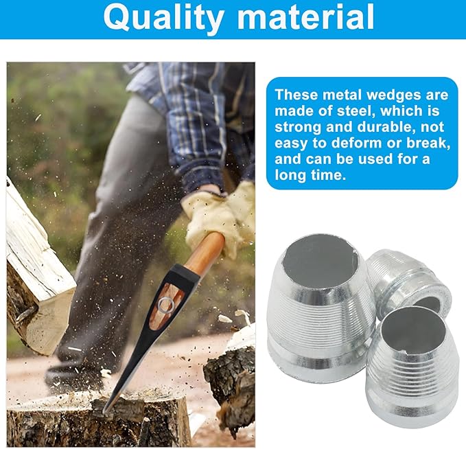 Waziaqoc 21 Pcs Safety Round Handle Wedges, Round Axe Handle Wedge, Hammer Handle Steel Wedge Mauls Handle Wedge Kit for Axe Claw Hammer Sledge (0.31/0.39/0.47 Inch)