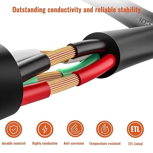 100% Pure Copper ETL Listed 14-4 Mini Split Cable | 14/4 Mini Split Communication Wire 50ft 300V Indoor/Outdoor for HVAC, Air Conditioner, Heat Pump & Speaker Systems
