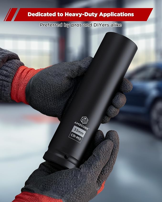 1 Inch Drive 33mm Extra Deep Impact Socket, 8-Inch Anti-Break Cr-Mo Long Socket with 6-Point Radius Corner Design
