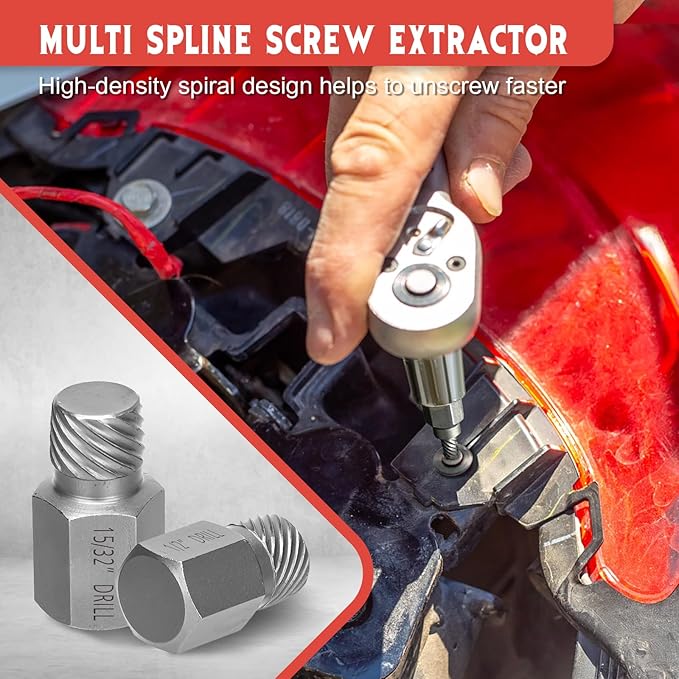 13 PCS Screw Extractor Set, Hex Head Multi-Spline Easy Out Bolt Extractor Kit Stripped Allen Screw Removal Tool Chrome Molybdenum Alloy Steel Remover Tool for Broken Rounded Rusted Bolts Screws Nuts