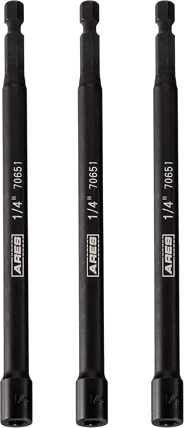 ARES 27008-3-Piece 1/4-Inch Magnetic Impact Nut Driver Bit Set - 6-Inch Length - Impact Grade Nut Setters with Industrial Strength Magnets