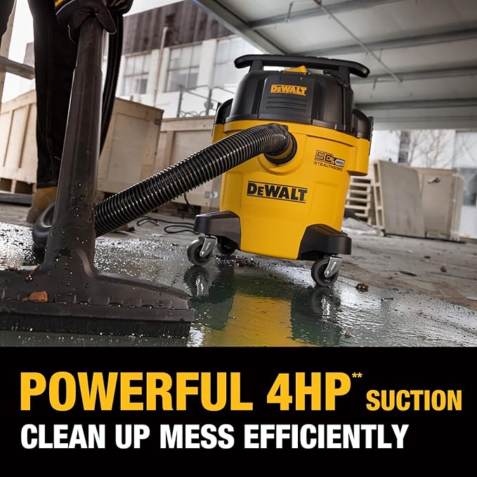 DEWALT 5 Gallon STEALTHSONIC Ultra-Quiet Wet/Dry Shop Vac, 4 Peak HP Powerful Suction, Built for Long-Lasting Performance, Portable Vacuum for Garage, Workshop & Jobsite, DXV05P-QT