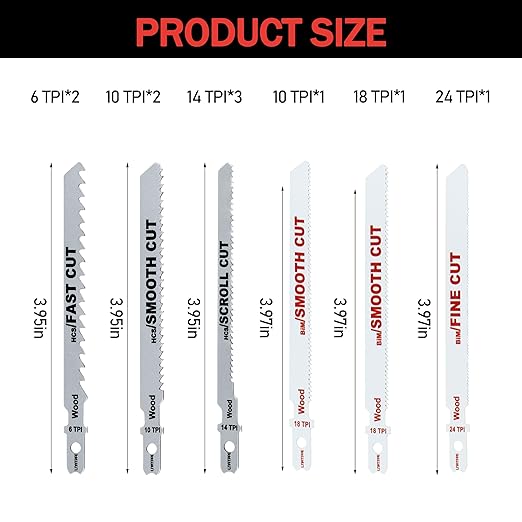 A14AK10 for Ryobi Jig Saw Blades Assortment, T-Shank Metal/Wood Cutting 10 Pcs