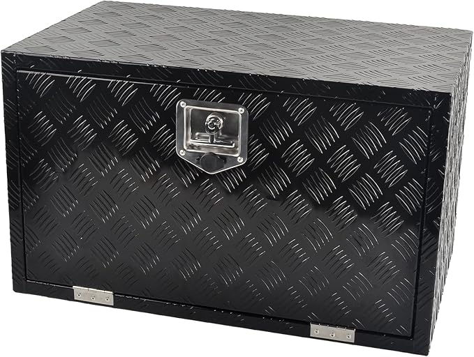 30'' x 18'' x 18'' Truck Bed Tool Box, Heavy Duty Aluminum Truck Tool Box Pick Up Truck Bed RV Trailer Toolbox,Waterproof RV Storage Organizer with T-Handle,Black