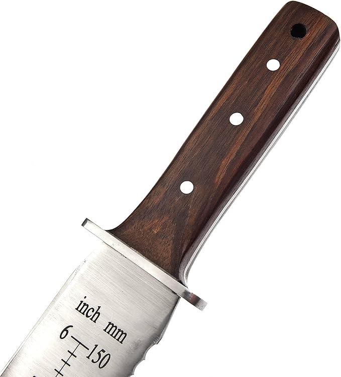 Namibagata Japanese Steel Hori Hori Garden Knife, Insulation Knife Hori Hori Garden Knives use as Digging, Weeding knives, Planting Knifes & Sod Cutter | 12" Stainless Steel with Cutting Edge, Full-Tang walnut Wood Handle with Sheath