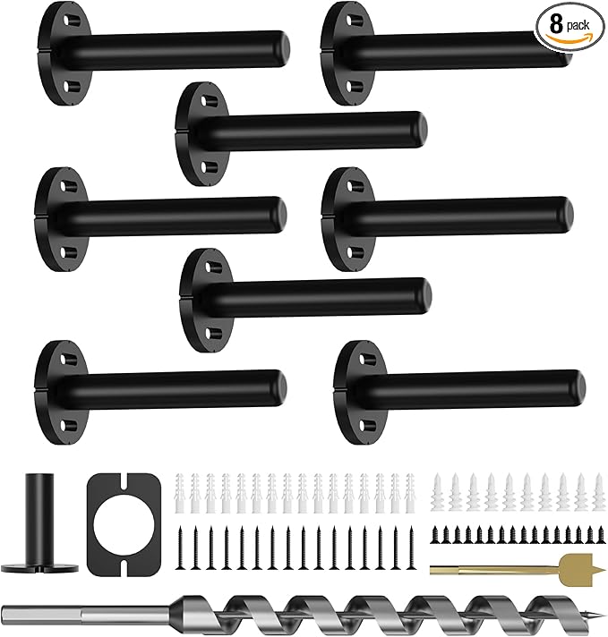 8pcs Wall Shelf Brackets Heavy Duty Floating Shelf Bracket Hidden,Invisible Black Shelving Brackets Decorative Floating Shelf Hardware Heavy Duty,Metal Shelf Support Bracket (4 inch-8pcs)