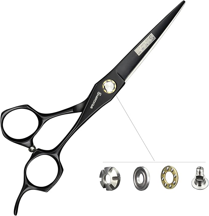 Black Hairdressing Scissors Professional Hair Scissors Pure Handmade 6 Inches (Cutting+Thinning)