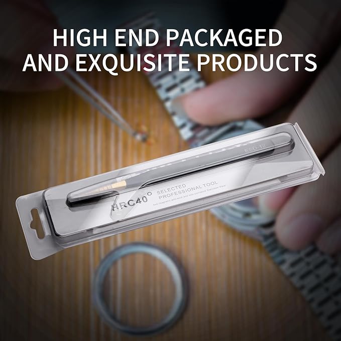 4pcs ESD-12 black and gold high-end tweezers, anti-static tweezers, stainless steel tweezers, card box packaging