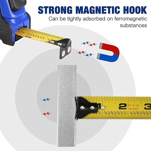 WORKPRO 25FT Auto-Lock Tape Measure, 1/8 Fractions Easy Read Measuring Tape, Double Retract Measurement Tape Accuracy 1/32 for Engineer,with Magnetic Hook, Rubber Protective Casing