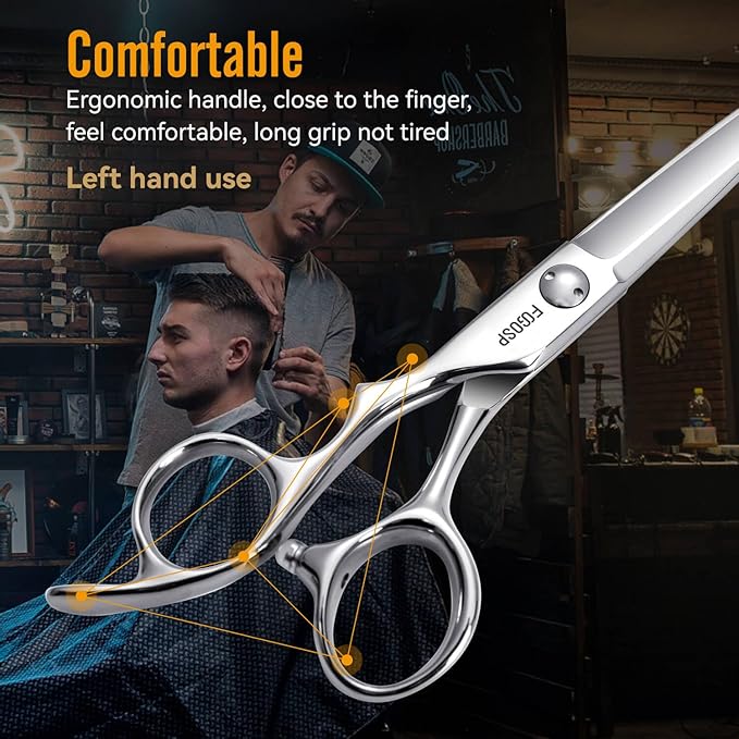 Left Handed Hair Cutting Scissors 6??Professional Barber Scissor Japan VG10 CNC Ultra-Precise Cuts, Razor Sharp Blades Hair Shears for Women & Men
