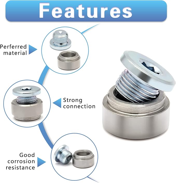 LEDAUT M18X1.5 Stepped Mounting Bung And Plugs (1 Bungs/1 Plugs) Fittings Weld Bung