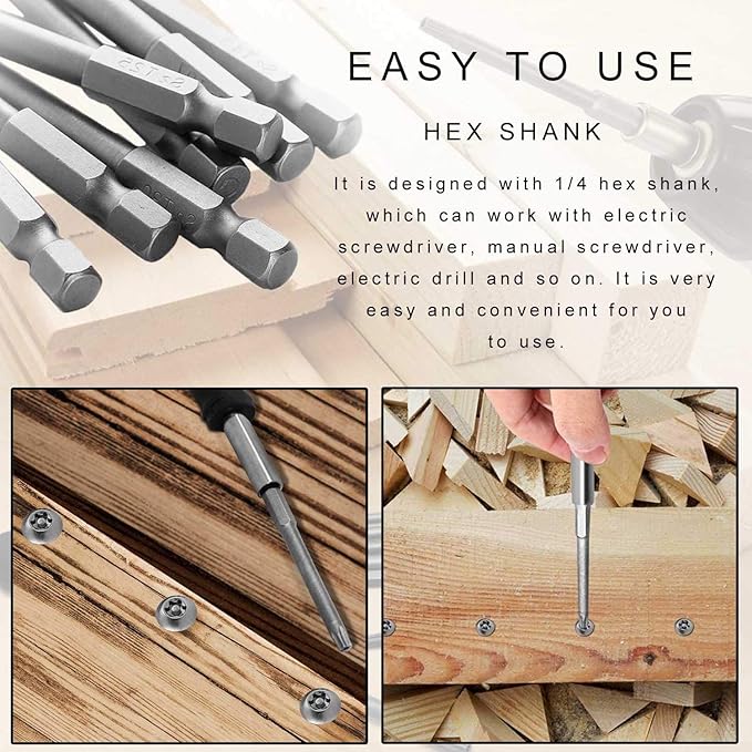 JONMON Torx Screwdriver Bit Sets, 11pcs T6-T40 Magnetic 100mm Security Torx Tamper Proof with 1/4 inch Quick Change Hex Shank Screw Driver Bit Tool