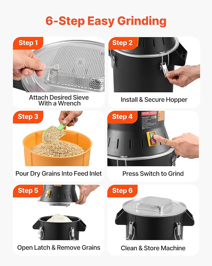 VEVOR Electric Grain Mill Grinder, 600W High Power Commercial Spice Grinder, 25L Pulverizer Powder Machine with Galvanized Sharp Blades, for Dry Grains, Spices, Cereals, Coffee, Corn & Pepper