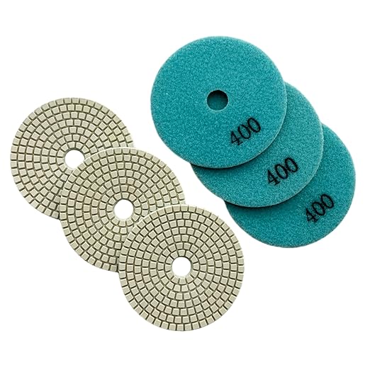 5" Wet Diamond Polishing Pad - 3 Packs of 400 Grit - White Resin for Granite, Marble, Quartz, Engineered Stone