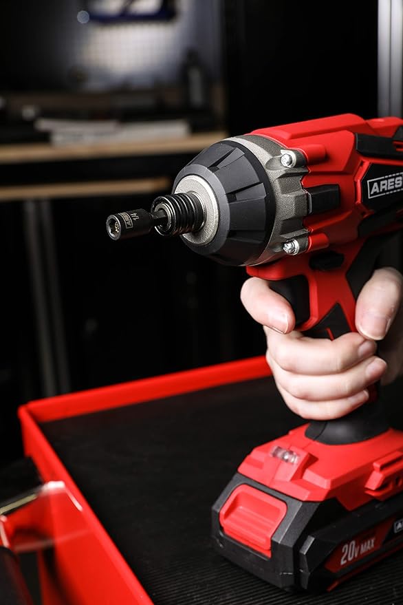 ARES 27012-3-Piece 1/4-Inch Magnetic Impact Nut Driver Bit Set - Stubby 1 3/4-Inch Length - Impact Grade Nut Setters with Industrial Strength Magnets
