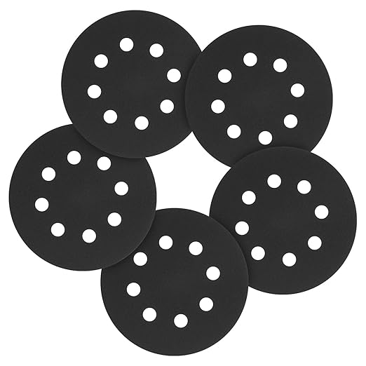 70 Pcs 5 Inch Sanding Disc 320 Grit 8 Hole Round Hook and Loop Sandpapers for Metal Wood Automotive Boat Building Grinding and Polishing, Black