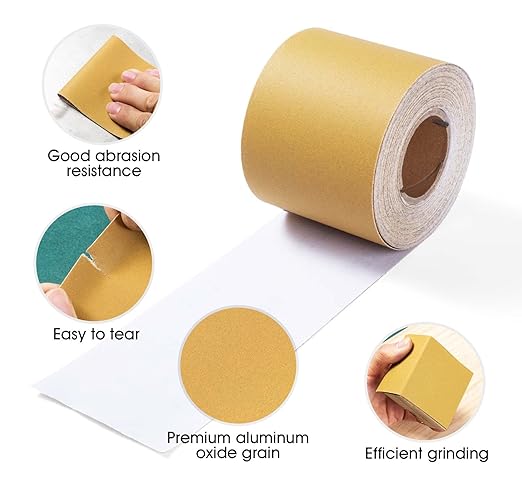 S SATC 320 Grit PSA Longboard Sandpaper 20 Yard Long Continuous Roll, 2-3/4" Wide Self Adhesive Stickyback Sanding Sheets for Automotive, Hand Sanding Blocks,Woodworking, Metal, Plastic