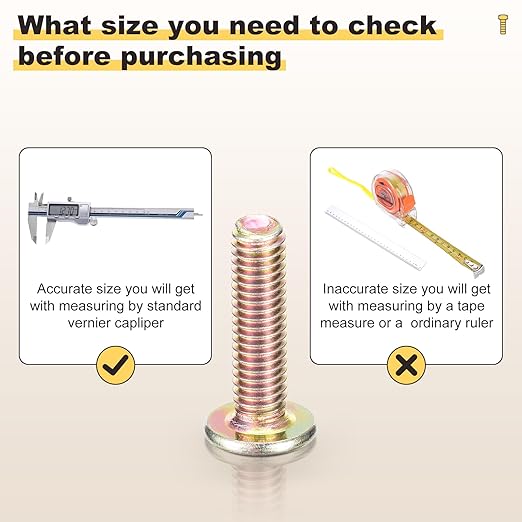 METALLIXITY Flat Head Hex Socket Cap Screws Bolts(M6-1x20) 10Pcs, Steel Hex Socket Furniture Bolts Screws - for Furniture Woodworking Project, Yellow