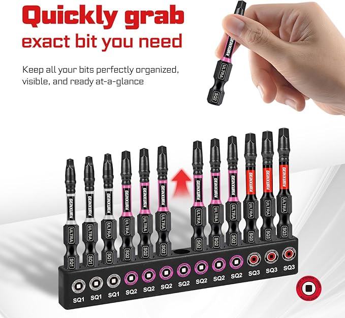 52pcs Impact #1#2#3 Phillipes Screwdriver Bits Set, 1??2??3??6??(PH1/PH2/PH3) Magnetic S2 Steel Cross Driver Bits Set and 1pc Impact Bit Holder with Color Coded Base