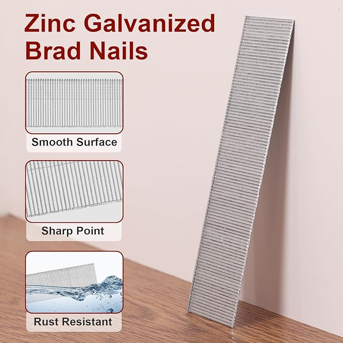18 Gauge Brad Nails, 12000 Counts 1-1/4-inch 18 GA Brad Nails, Galvanized Nails for Nail Gun, Finishing Nail Gun Nails for Pneumatic, Electric Brad Nailer Gun