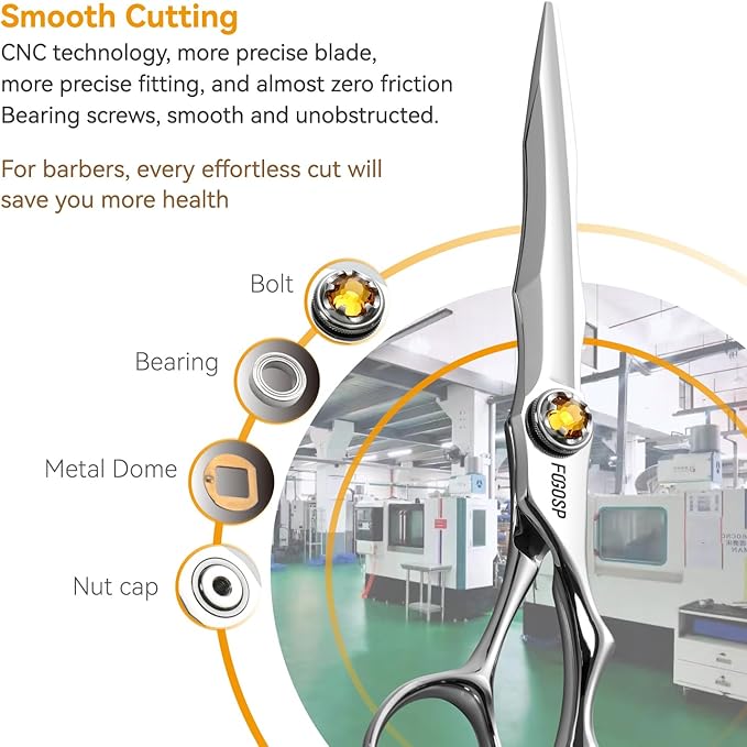 6" Professional Hair Shears Set VG10 Japanese Stainless Steel Sharp Ergonomic Lightweight Regular Straight and Thinning Scissors for Barbers and Salon Professionals