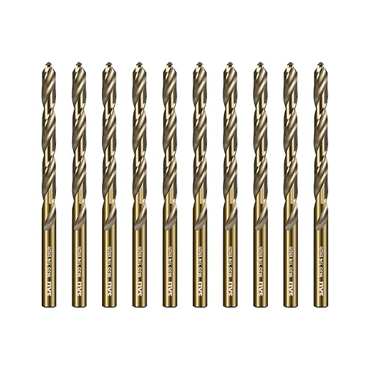 SALI Cobalt Drill Bit Set, 10Pcs 1/4" M35 High Speed Steel Jobber Length Drill Bit Kit for Hardened Metal, Stainless Steel, Cast Iron, Wood and Plastic, with Index Storage Case