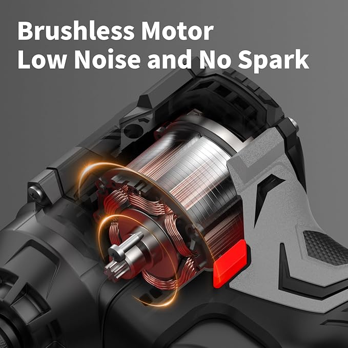Cordless Impact Driver Kit 16.8V Max Torque 140Nm竊?05ft-lbs竊덳igh Rotation Electric Impact Driver Brushless Motor Continuously Variable Rechargeable 1/4" impact driver 2.0Ah Batteries