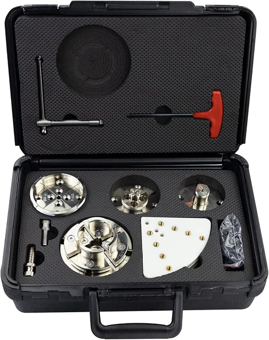 4 Inch Wood Lathe Chuck Set 1" x 8 tpi thread, Nickel Plated Self Centering 4 Jaw Wood Turning Chuck set(5PCS jaws)
