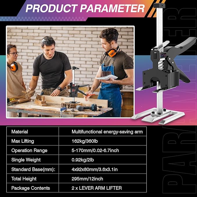 2025 New Labor Saving Arm Jack Handle (2Pack) 12 in Lifting Jack Tool, Multifunctional Furniture, Cabinets Door Panel and Windows Lifting, Raised by 6.7 inches, Bearing 360LBS