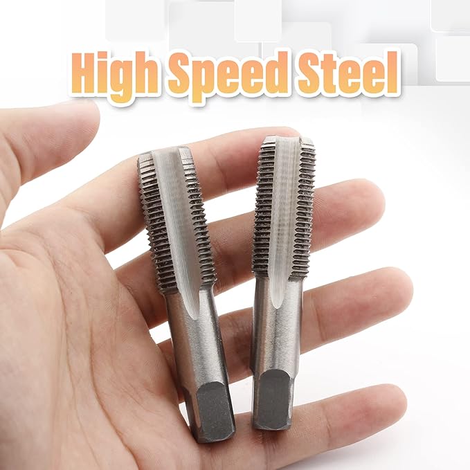 Qjaiune 2pcs M18x1.5 Tap, M18 Metric Thread Tap Right Hand Thread Tapping Tool, HSS Thread Milling Taps (M18 x 1.5, Taper & Plug Tap)