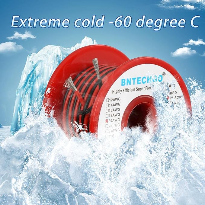 BNTECHGO 20 Gauge Silicone Wire Spool Red and Black Each 25ft 2 Separate Wires Flexible 20 AWG Stranded Tinned Copper Wire
