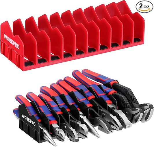 WORKPRO 2-Pack Plier Organizer Rack, Pliers Holder and Cutter Organizers with Non-Slip Rubber Base, 20-Slot Tool Box Organizer, Tool Drawer Organizer, Tool Storage, Plier Rack (Pliers Not Included)