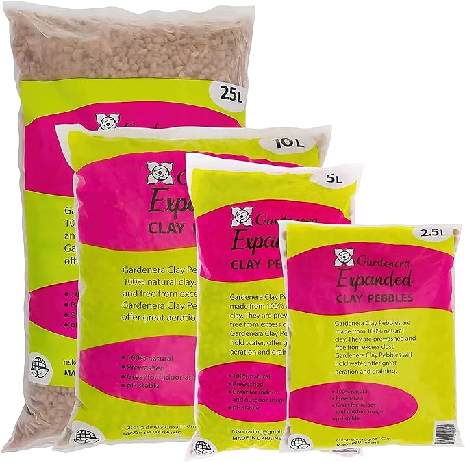 Gardenera Expanded Clay Pebbles for Plants ??4mm-16mm LECA Balls | 100% Natural Hydroton Clay for Drainage, Hydroponics, Aquaponics, Terrariums, Orchids & Indoor Plant Growing Medium - 1 Quart