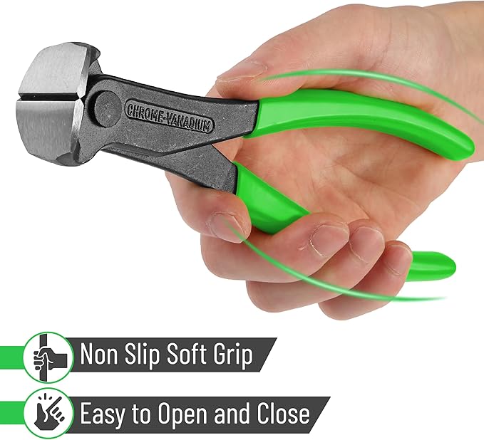 Bates- Nail Puller, 7 Inch, Light Green, Nail Remover Tool, Cutting Pliers, Carpenter Tools, Staple Puller, End Cutting Pliers