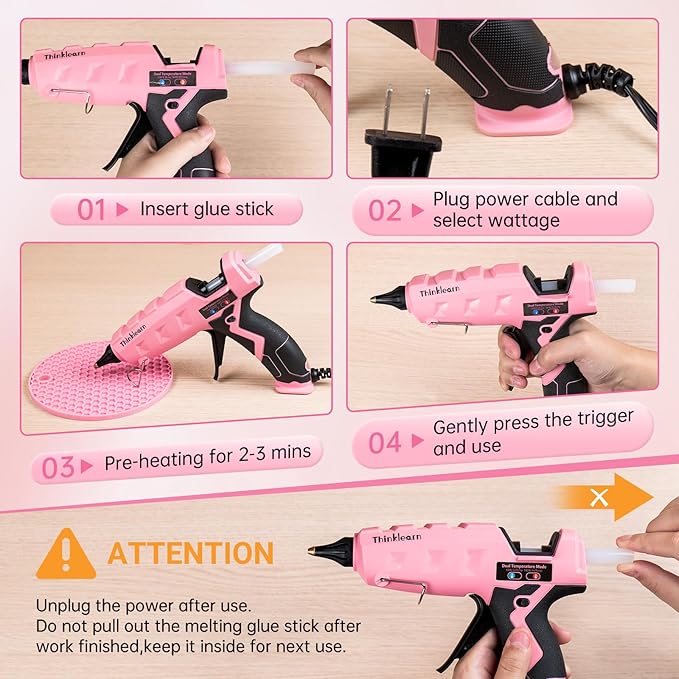 THINKLEARN Hot Glue Gun Full Size, 60/100W Dual Power Glue Gun with 15 Glue Sticks(7/16''), Heavy Duty Large Glue Gun Kit, Hot Glue Gun and Sticks Set for Crafts, Arts, DIY and Home Repairs