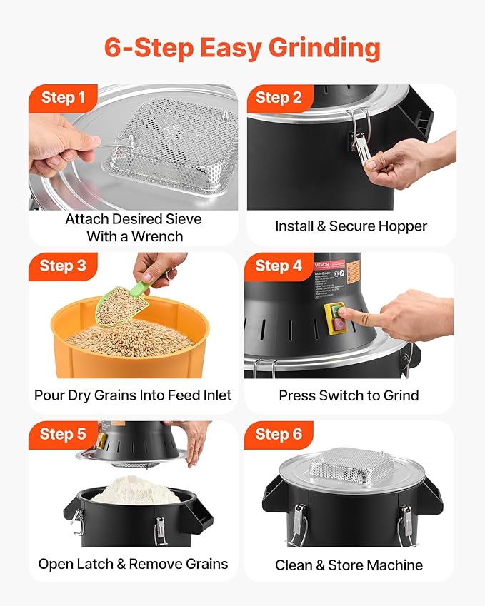 VEVOR Electric Grain Mill Grinder, 600W High Power Commercial Spice Grinder, 60L Pulverizer Powder Machine with Galvanized Sharp Blades, for Dry Grains, Spices, Cereals, Coffee, Corn & Pepper