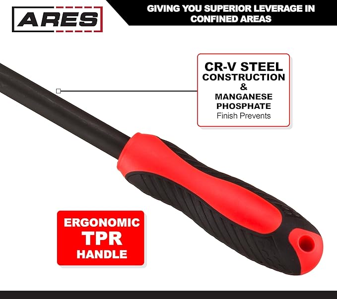 ARES 70184-3-Piece Indexable Pry Bar Set - 11-Position Adjustable Angle Pry Bars - High Strength Chrome Vanadium Steel - Includes 8-Inch, 12-Inch and 16-Inch Indexable Pry Bars