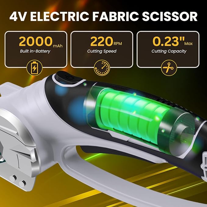 Cordless Electric Scissors ??4V Rotary Fabric & Cardboard Cutter ??Light-Duty Carpet Cutting Tool for Crafting and Home Use ??Portable Rechargeable Box Cutting Machine with Replaceable & Extra Blade