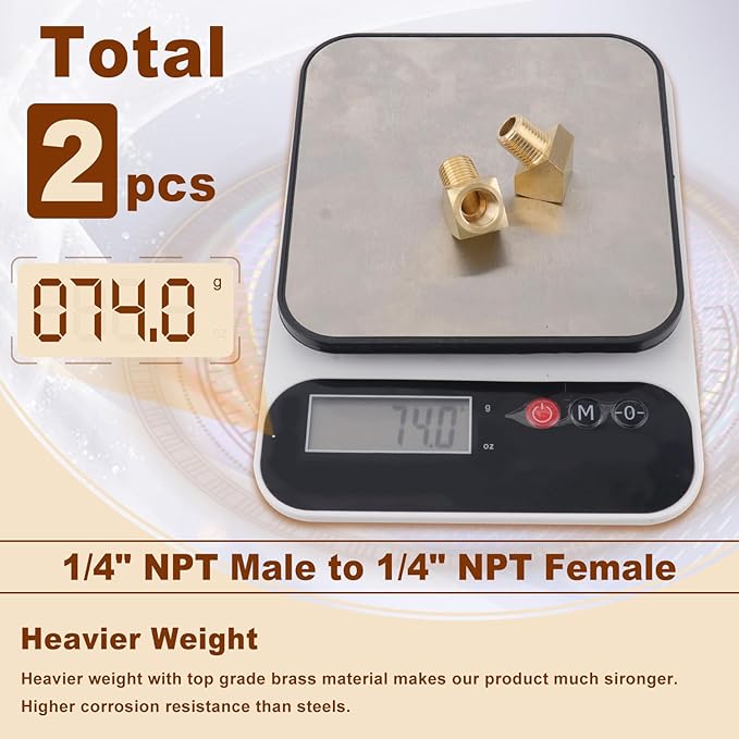 2pcs 1/4??Brass Fittings 45 Degree Barstock Street Elbow 1/4" NPT Male Pipe to 1/4" NPT Female Pipe 1/4 NPT Elbow Forged Brass Pipe Fittings