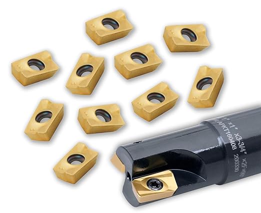 Accusize Industrial Tools 1'' 90 Deg Square Shoulder Indexable End Mill Plus 12 Apkt1604 Carbide Inserts, 0056-0921+0056-1604