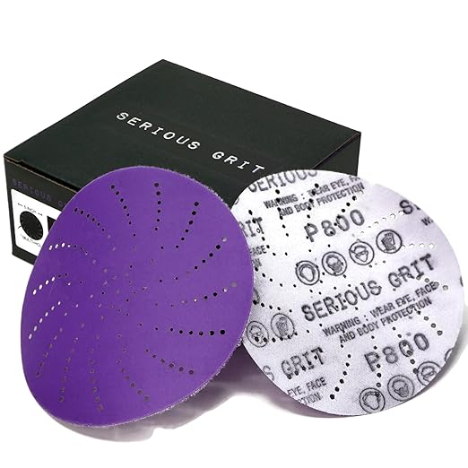 Serious Grit 5-Inch 800 Grit Ceramic Multi-Hole Hook & Loop Sanding Discs - Advanced Grain for Fast Cutting & Long Life - Film-Backed Universal Fit Sandpaper for 5-in Sanders - 50 Pack Box