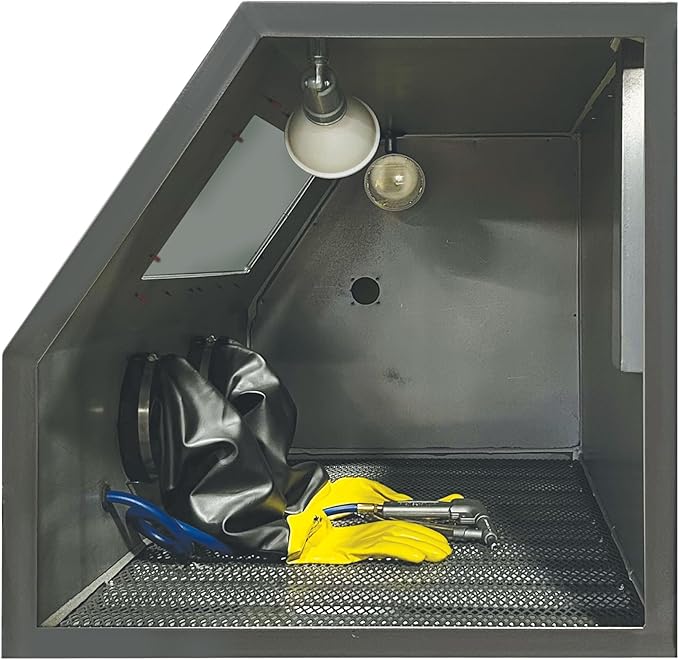 Skat Blast TP Tools USA 2858FP Abrasive Sandblast Sandblasting Cabinet with HEPA Vacuum, 58"W x 28"D x 28"H Work Area, Made in USA