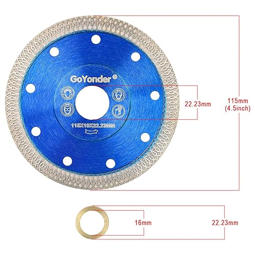 GoYonder 4.5 Inch Super Thin Diamond Saw Blade for Cutting Porcelain Tiles,Granite Marble Ceramics (4.5?쏝lue-3PCS)